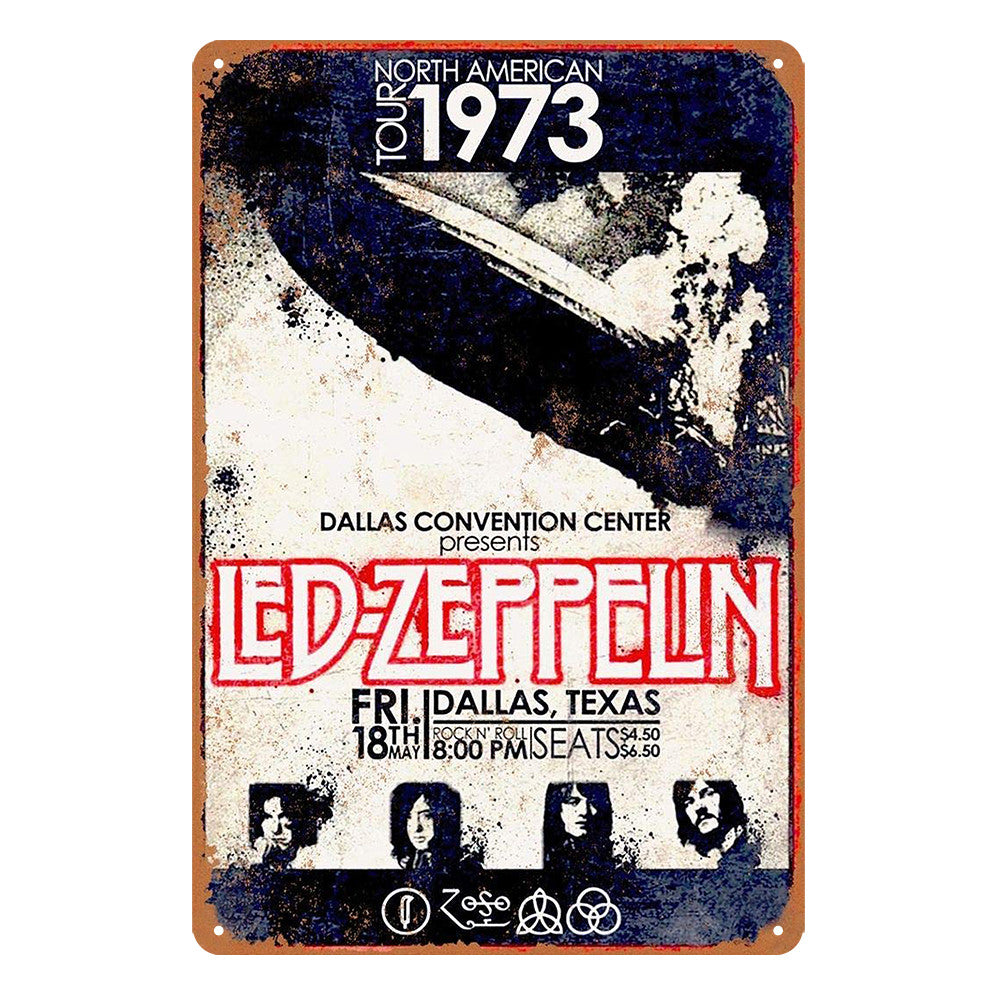 Led Zeppelin Band Music 1973 Tour Rustic Tin Sign Vintage Shed Garage Bar product image