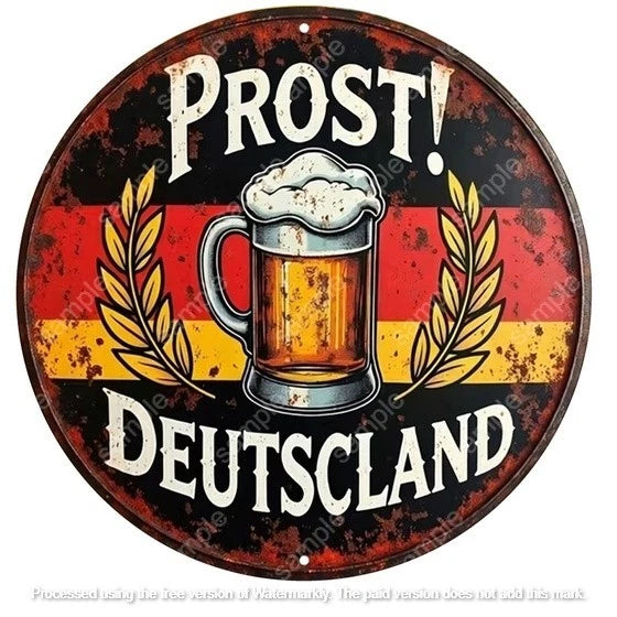 PROST DEUTSCLAND 40 cm round aluminium sign