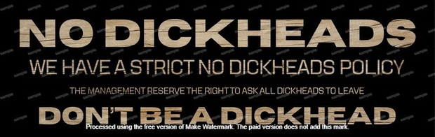 STRICT NO DICKHEAD Vintage Look 750X200mm Quality Shed Man Cave Metal Sign