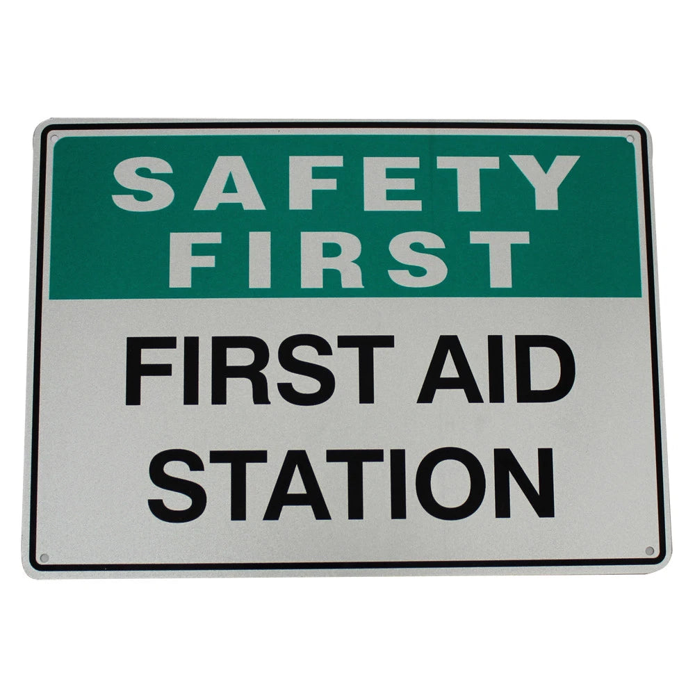 Warning Safety First Aid Station Sign 200x300mm Metal Sign Workplace