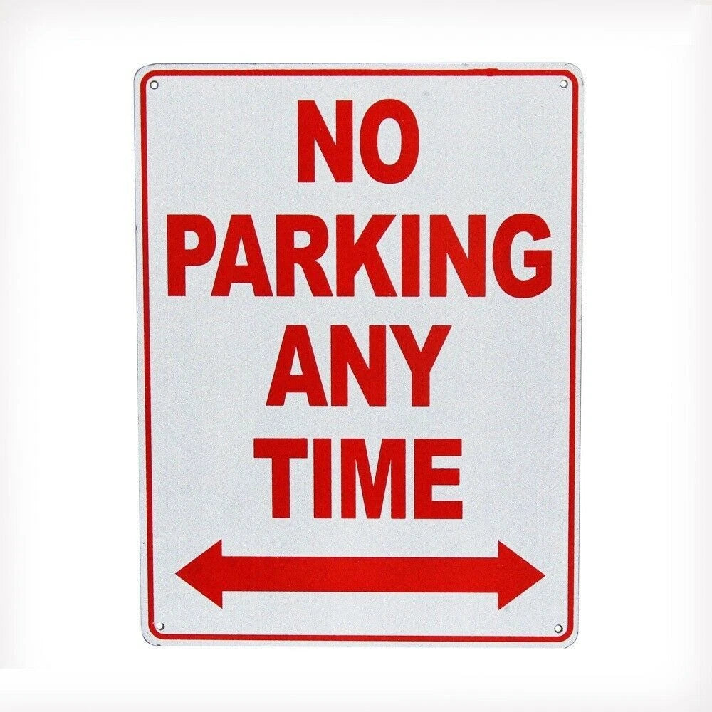 2x Warning Notice Sign No Parking Any Time Property 200x300mm Metal