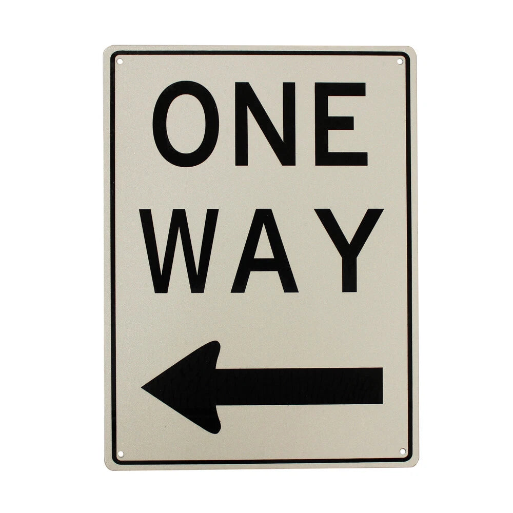 2x Warning One Way Sign (Left Arrow) 200x300mm Metal Traffic Safe Qty