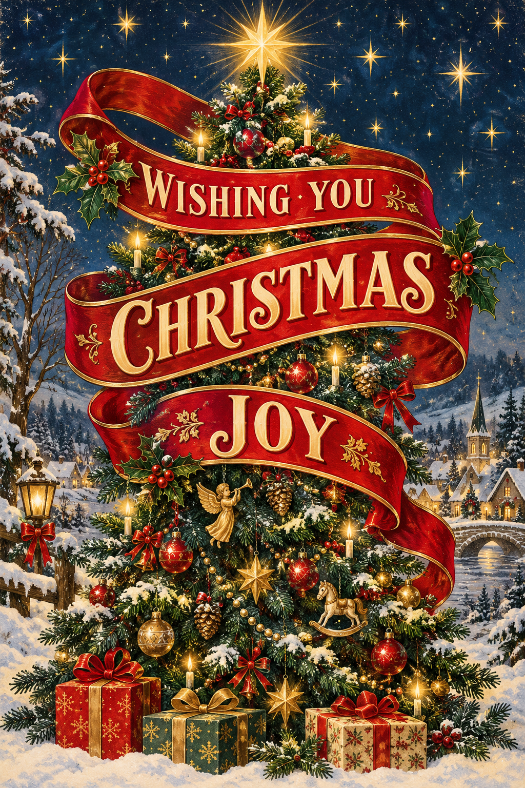 Wishing You Christmas Joy Holiday Man Cave Garage Bar & Shed Decor Metal Sign