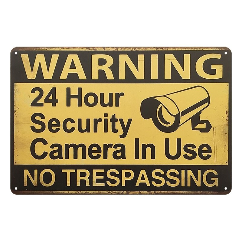 Tin Metal Sign WARNING CCTV NO TRESPASSING 20x30cm Rustic Look Vintage - Tin Sign Factory Australia