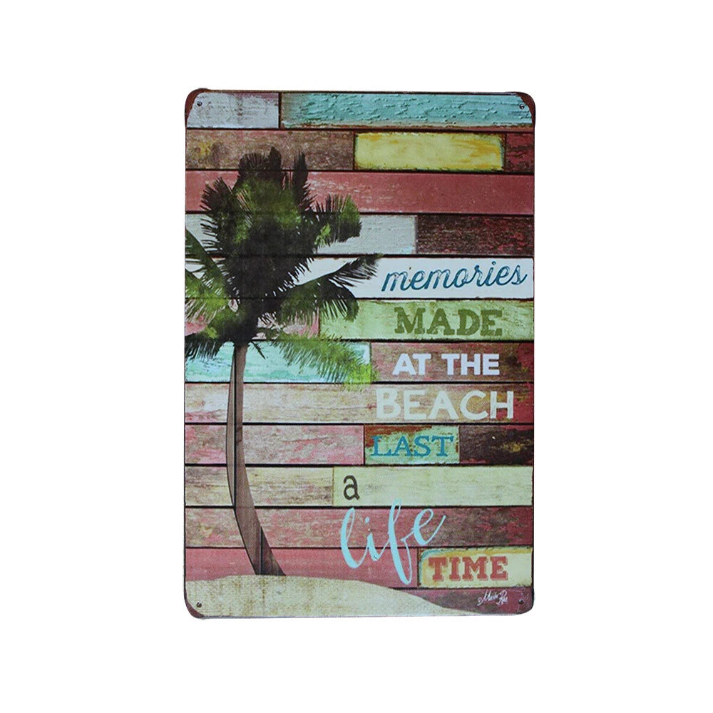 3x Metal Tin Sign Memories Made at the Beach Last Life Time 200x300mm
