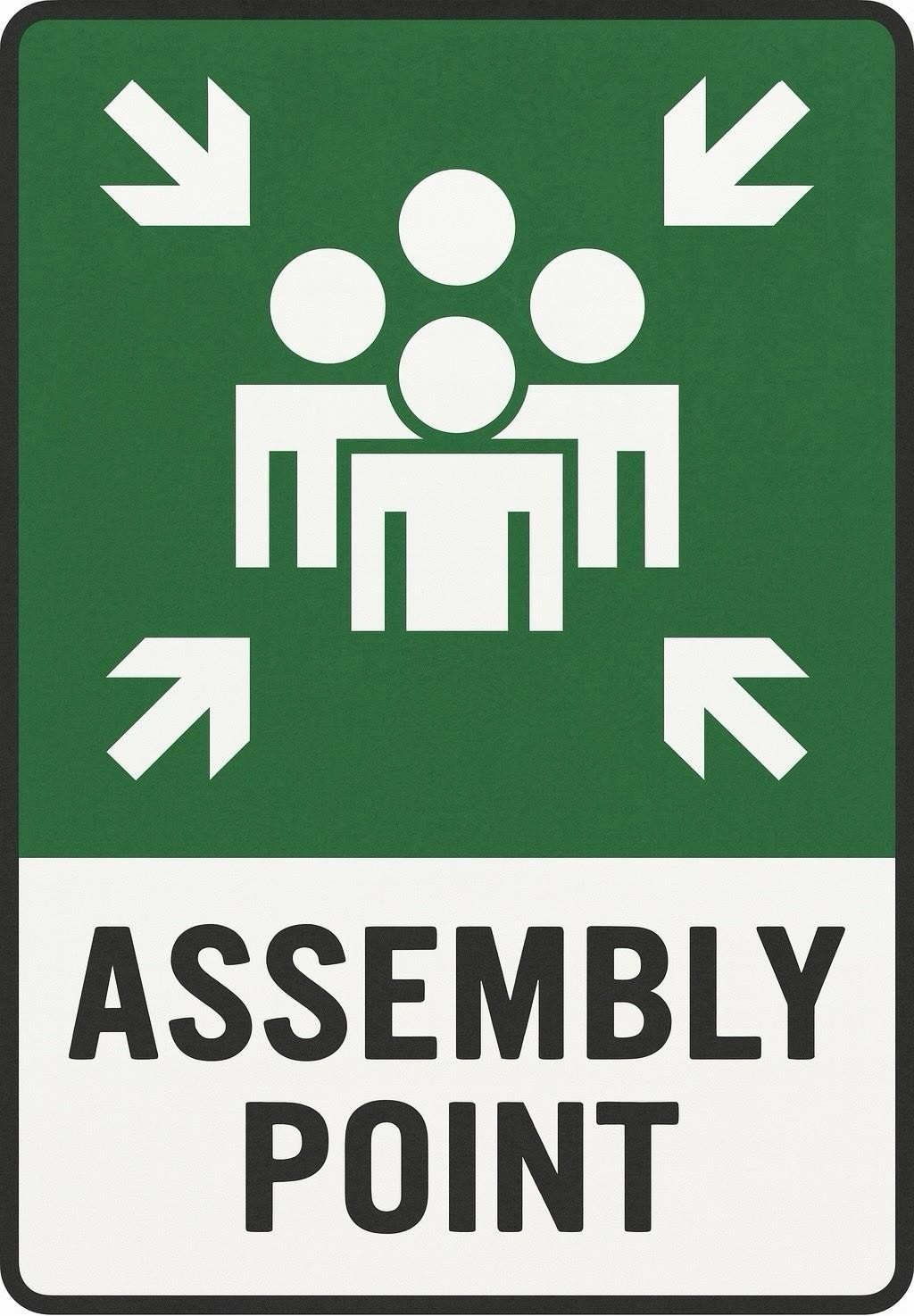 Assembly Point Meet Up Fire Exit Sign Gift Gifts plate signs Man Cave - Tin Sign Factory Australia