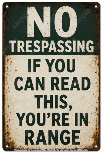 If You Read This You're In Range Rustic Metal Sign Vintage Funny Warning Decor