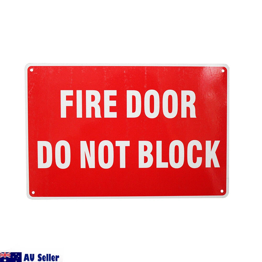Warning Fire Door Sign Do Not Block Sign 200x300mm Metal Emergency