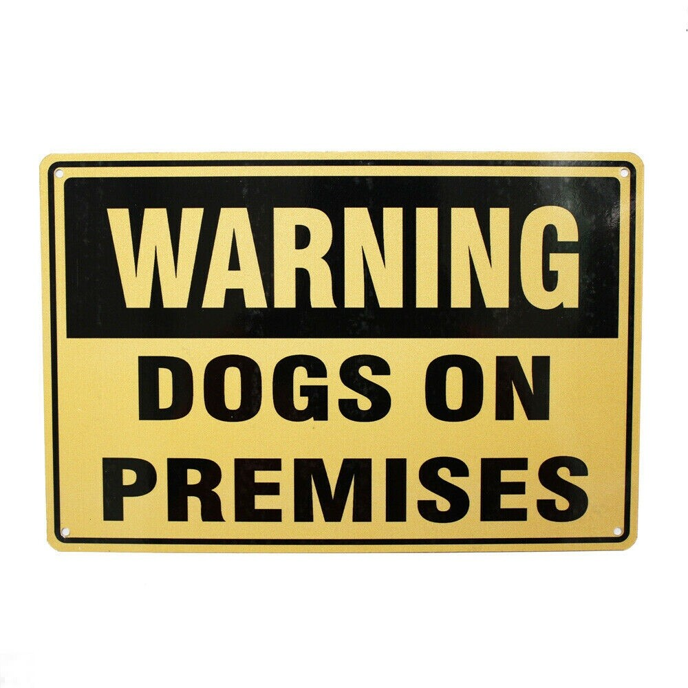 Warning Notice Dogs On Premises Sign 300*200mm Metal Safety Private Pet Control - Tin Sign Factory Australia