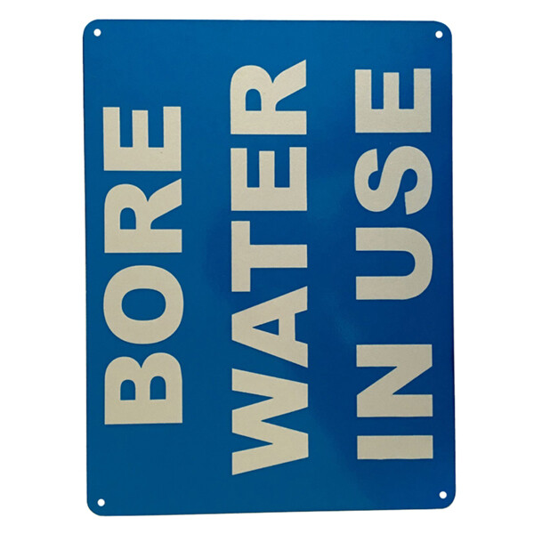 Warning Sign BORE WATER IN USE 200x300mm Home Garden Property Metal Notice
