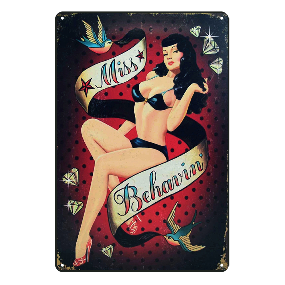 Miss Behavin' Tin Metal Sign Rustic - Tin Sign Factory Australia