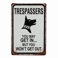2x Tin Sign Trespassers Will Be Shot Funny 200x300mm Metal - image 3