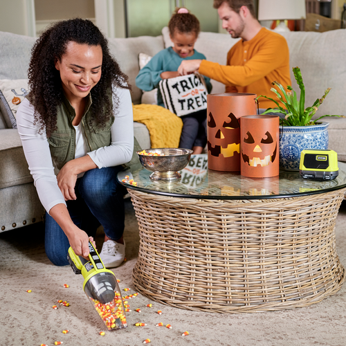 Handheld vacuum cleaner with yellow handle 