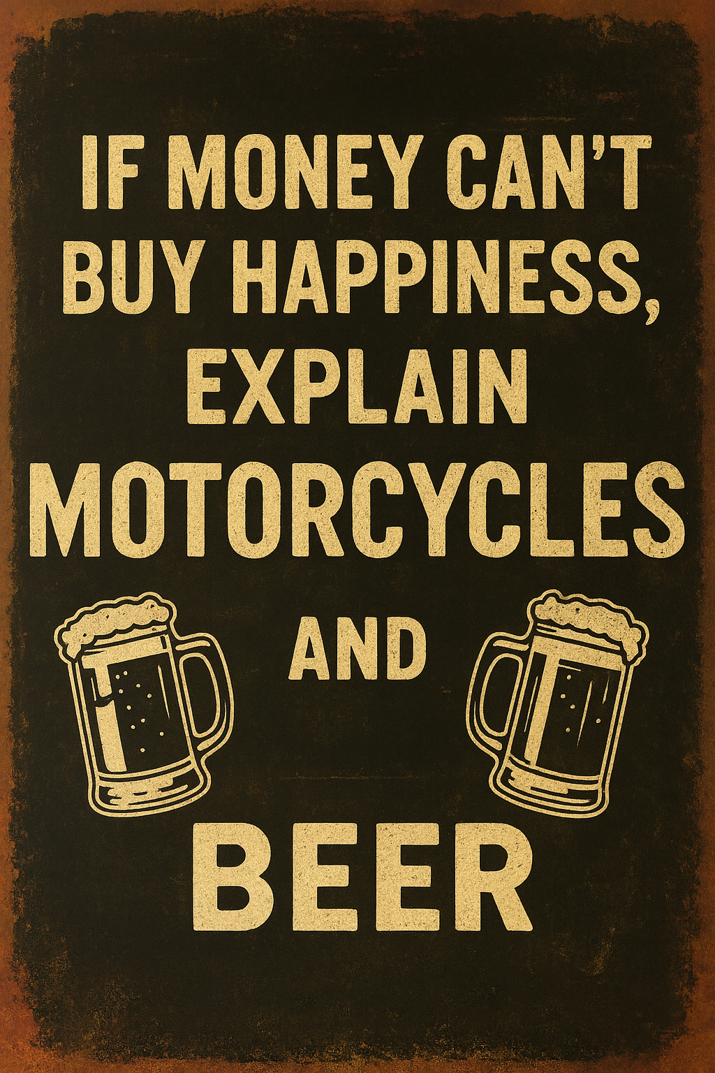 Motorcycles And Beer Motorbikes Gift Gifts Man Cave Decor Wall Art
