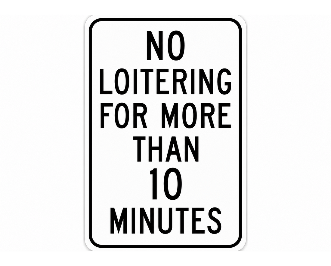 No Loitering More Than 10 Minutes Sign Metal Warning Parking Security Notice - Tin Sign Factory Australia