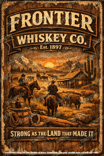 FRONTIER 1897 Vintage Retro Look Man Cave Shed Garage Workshop Decor M