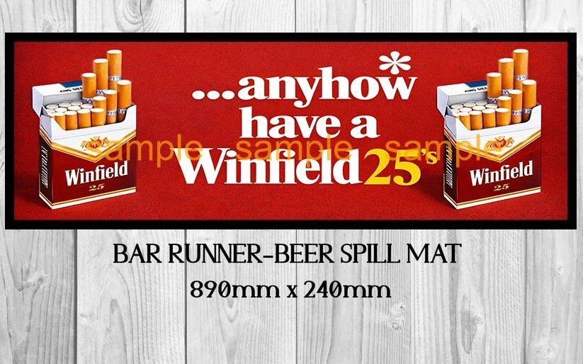 WINFIELD (890mm X 240mm) Non-Slip Rubber Drink Mat for Home Bar, Man Cave & Shed