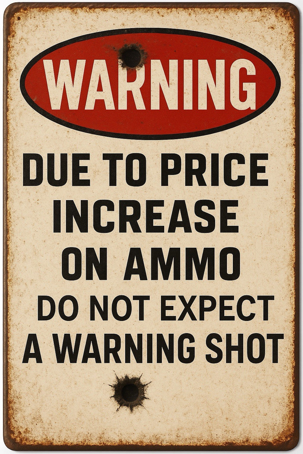 Due To Price Of Ammo No Warning Shot Metal Sign Plaques signs Funny Man Cave