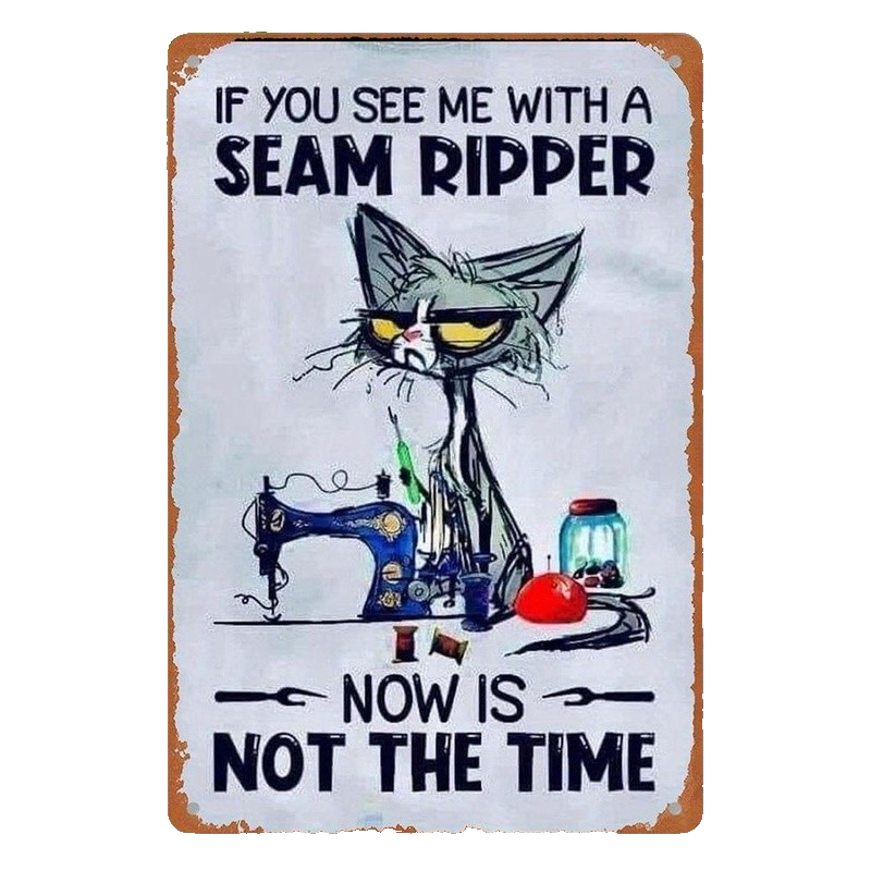 Retro Cast Iron Metal Sign Humorous Wall Decor Home Gift for Sewing Lover