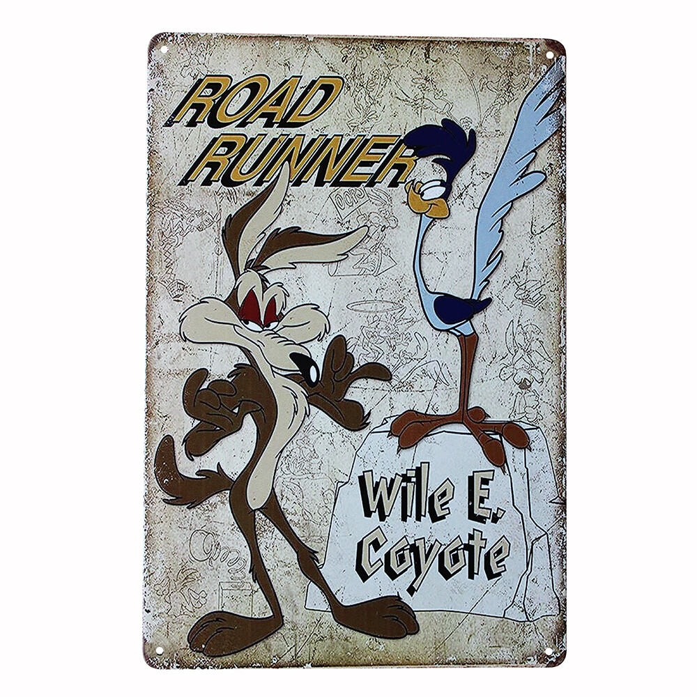 Tin Metal Sign ROAD RUNNER Garage Rustic Look Vintage 200x300mm MAN CAVE - Tin Sign Factory Australia