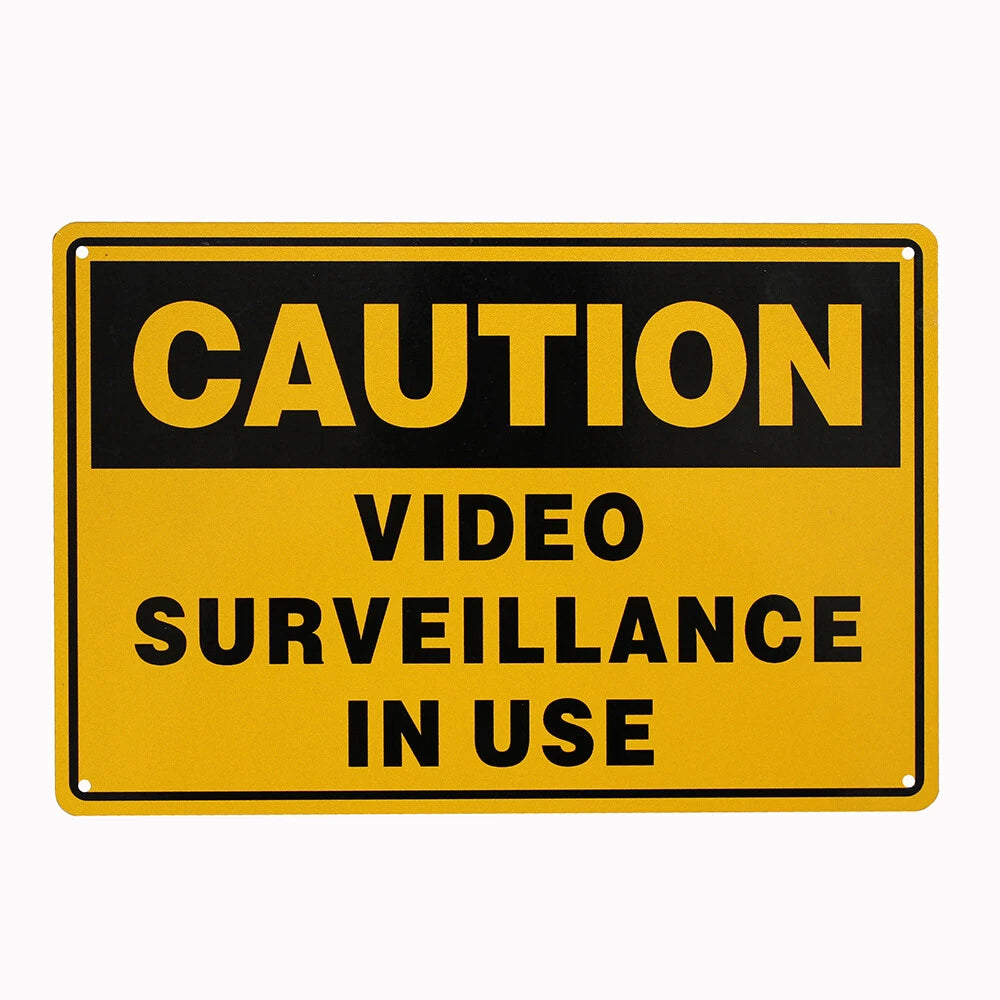 2x Warning Notice Caution Video Surveillance in Use Security Metal