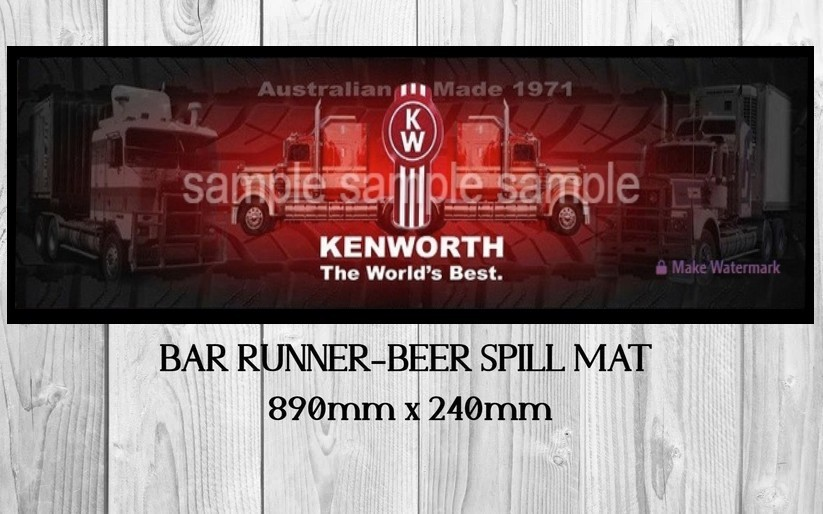KENWORTH BEST (890mm X 240mm) Non-Slip Rubber Mat for Home Bar, Man Cave & Shed