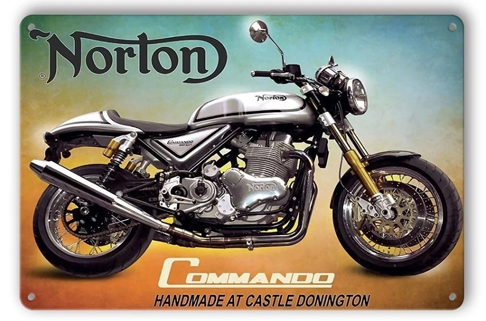 NORTON COMMANDO Home Wall Man Cave Pub Workshop Bar Rustic Look Decor Metal Sign - Tin Sign Factory Australia