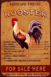 BARNYARD ROOSTER Retro/ Vintage Tin Metal Sign Man Cave, Wall Home Décor, Shed-G