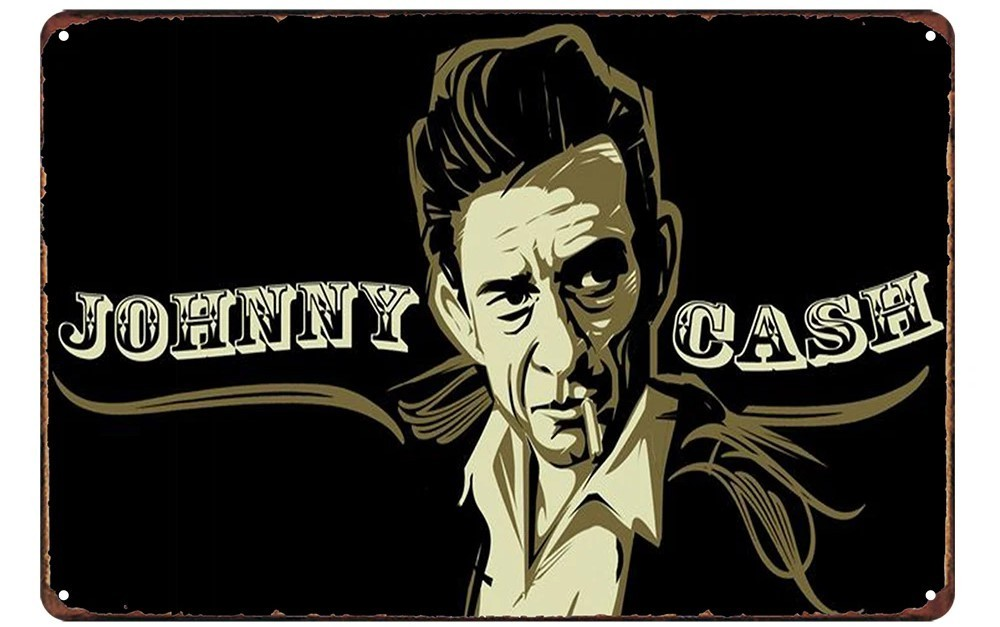 JOHNNY CASH Home Wall Man Cave Shed Garage Workshop Bar Pub Metal Tin Sign - Tin Sign Factory Australia