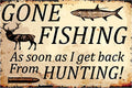 FISHING FROM HUNTING Rustic Look Home Bar Shed Garage Shops Décor Tin Metal Sign - Tin Sign Factory Australia