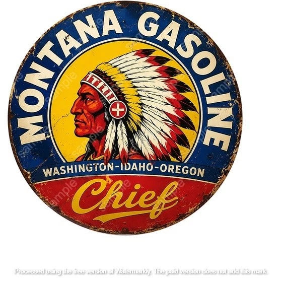 MONTANA CHIEF 40 cm round aluminium sign