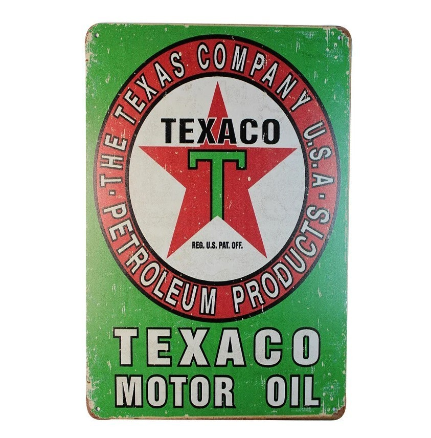 TEXACO MOTOR OIL Home Wall Man Cave Pub Bar Rustic Look Warning Decor Metal Sign - Tin Sign Factory Australia