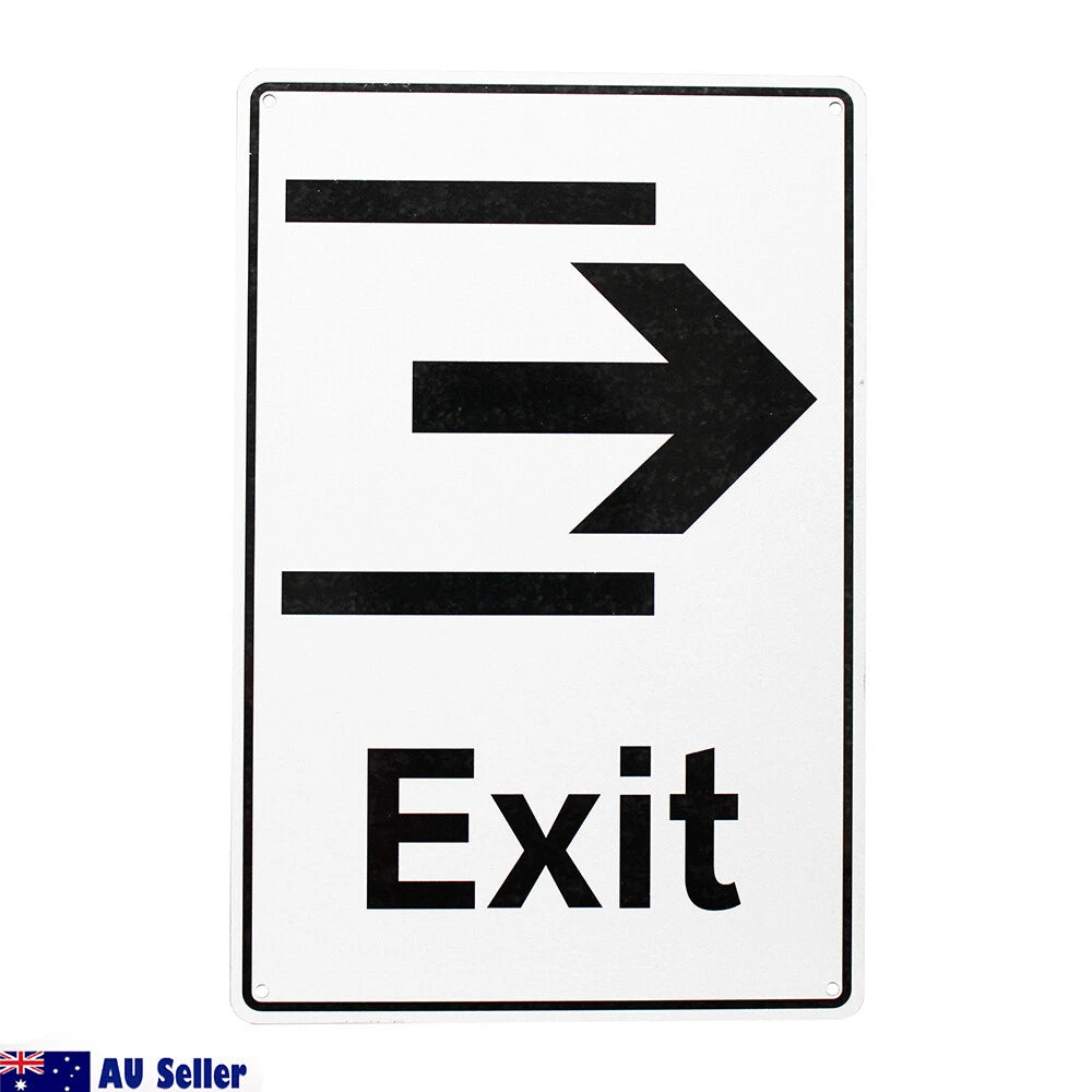 Warning Notice Exit Sign Right Arrow Office 200x300mm Metal