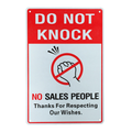 Warning Sign DO NOT KNOCK SALES PEOPLE 200x300mm Metal Private Home Notice - Tin Sign Factory Australia