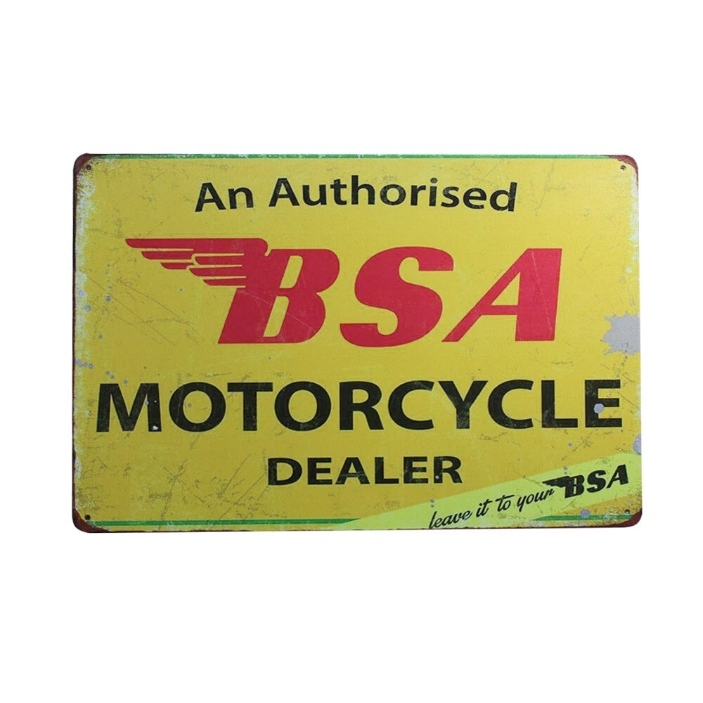 2x Metal Tin Sign Authorised Bsa Motorcycle Dealer Brand New