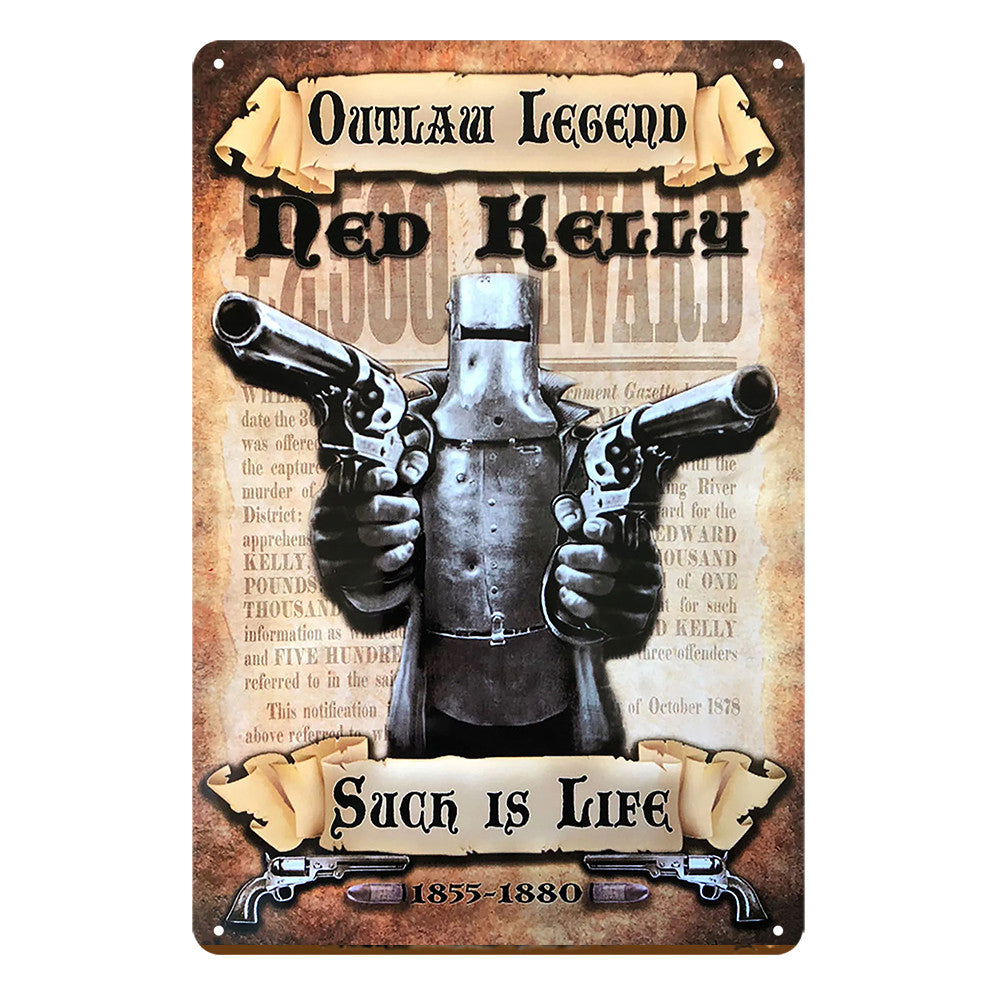 Outlaw Legend Ned Kelly Rustic Tin Sign Vintage Shed Such Is Life Man Cave product image