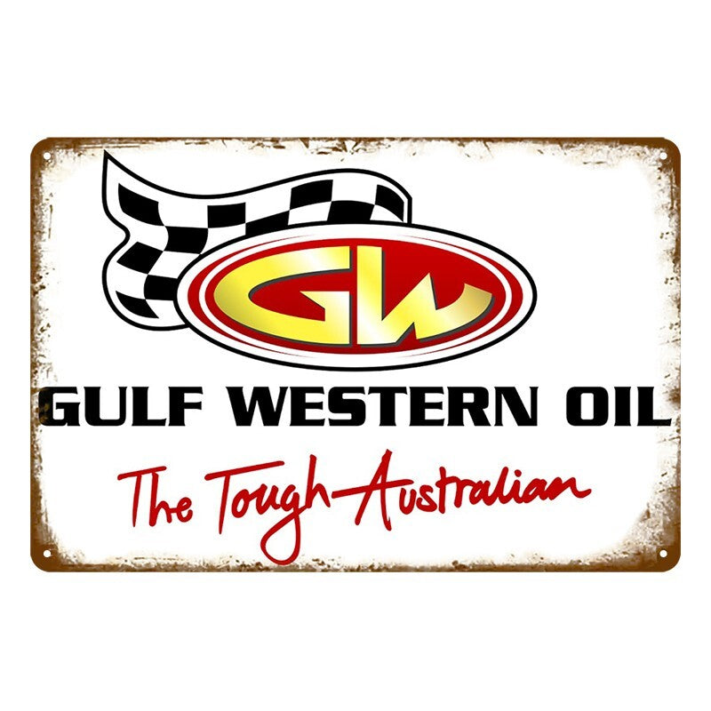 Tin Metal Sign Gulf Western Oil Gw The Tough Astralian 20x30cm Rustic Vintage product image