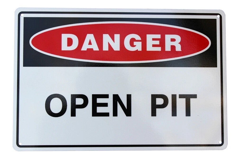 OPEN PIT Home Wall Man Cave Pub Workshop Bar Rustic Danger Look Decor Metal Sign - Tin Sign Factory Australia