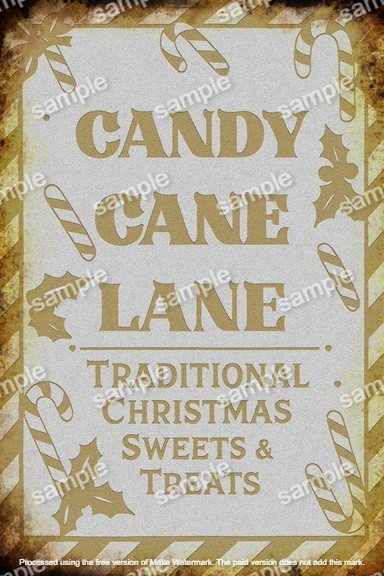 Candy Cane Christmas Metal Sign – Festive Vintage Look Holiday Wall Décor