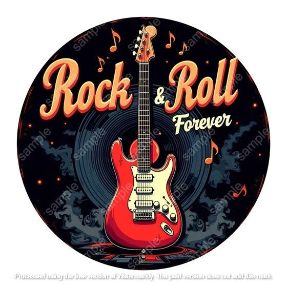 ROCK & ROLL FOREVER 40 cm round aluminium sign