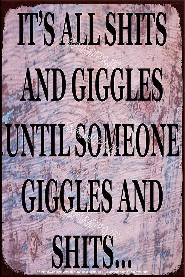 GIGGLES Retro/ Vintage Tin Metal Sign Man Cave, Wall Home Décor, Shed-Garage, an