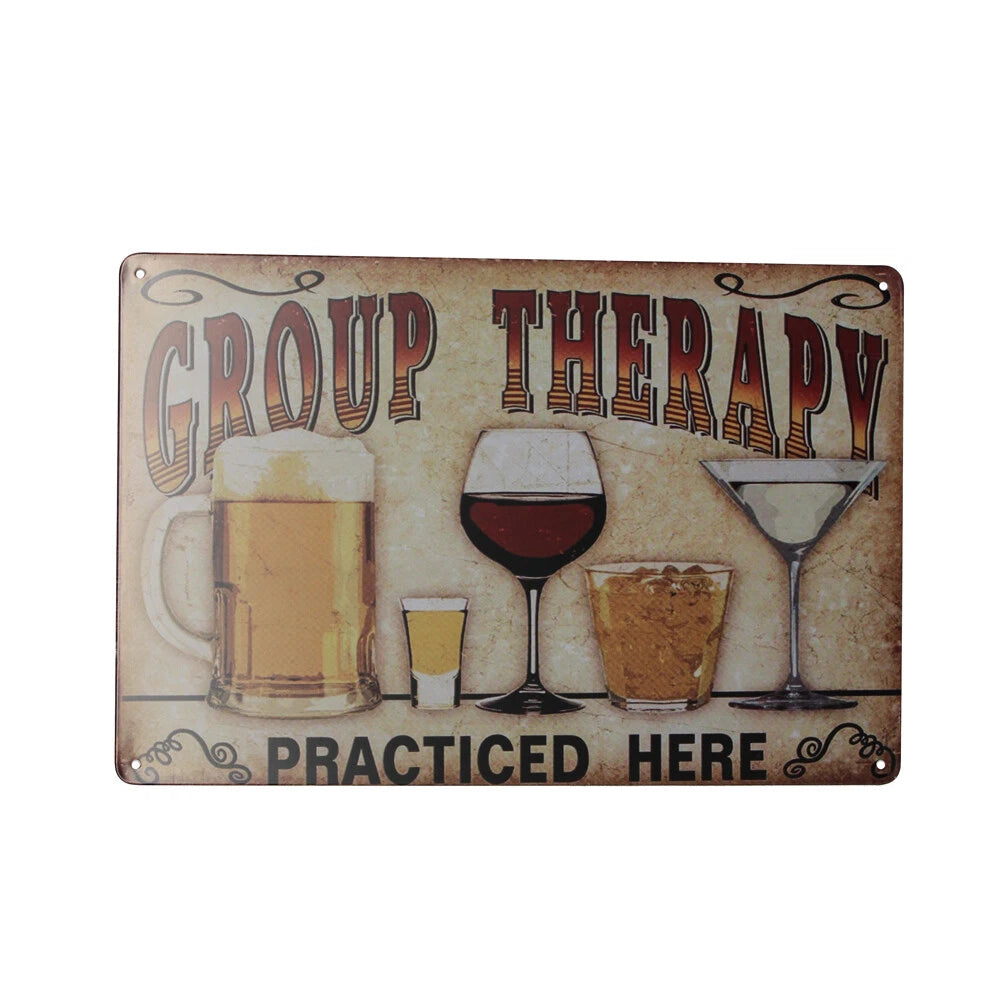 3x Warning Tin 300*200mm Sign Group Therapy Practiced Here Drink Beer