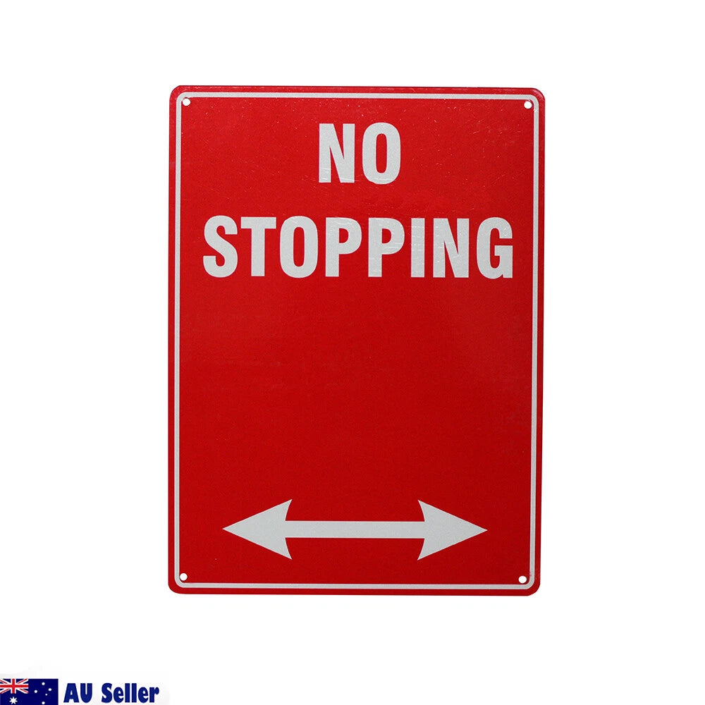 3x Warning Notice No Stopping Sign 200x300mm Metal Traffic Safety