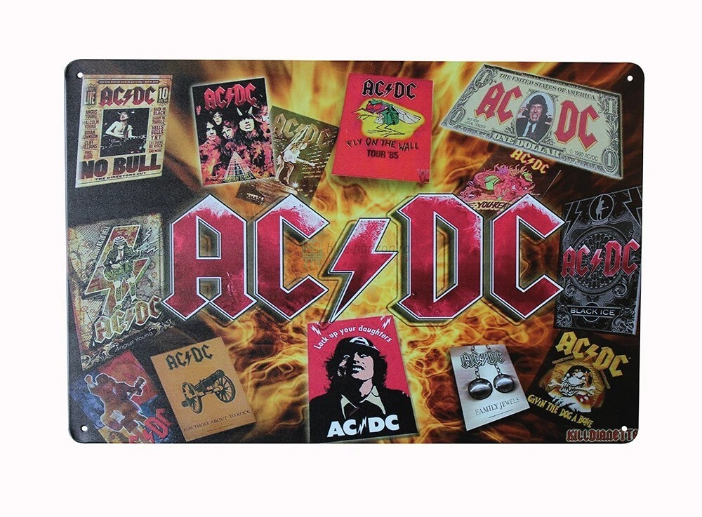 ACDC SELECTION Home Wall Man Cave Rustic Look Shop Music Band Decor Metal Sign