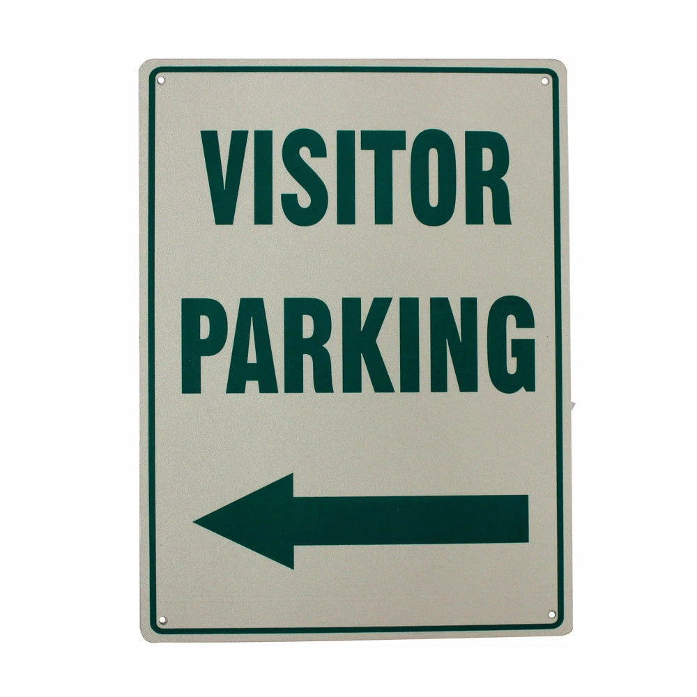 Warning Notice Visitor Parking Sign Left Arrow?Metal Sign 200x300mm - image 3