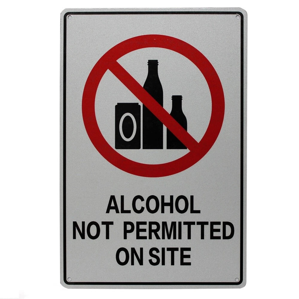 3x Warning Notice Alcohol No Permitted on Site 200x300mm Drink Sign