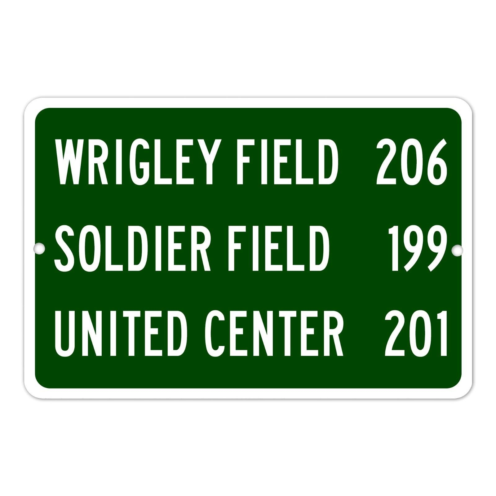 Chicago Sports Venues Wrigley Field Soldier Field Distance Road Tin Metal Sign - Tin Sign Factory Australia