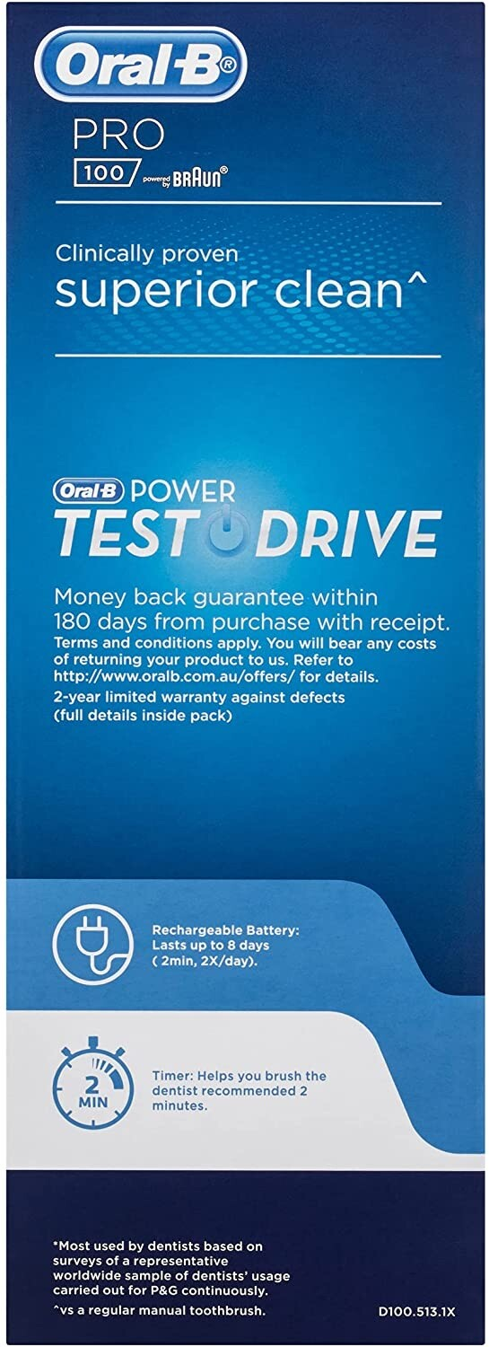 Oral-B PRO 100 CROSSACTION Rechargeable Electric Toothbrush Midnight Black - Tin Sign Factory Australia