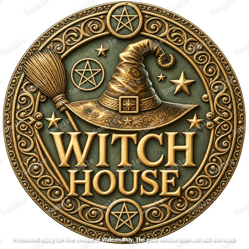 Witch House 40 cm round aluminium sign