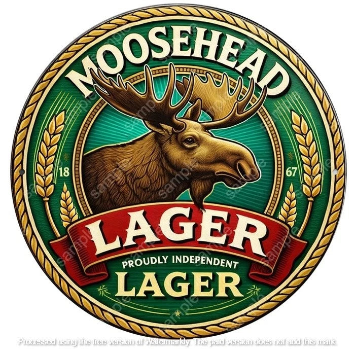 MOOSEHEAD LAGER 40 cm round aluminium sign
